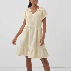 Women's Organic Cotton Coastal Double Gauze Throw-And-Go Dress Yellow